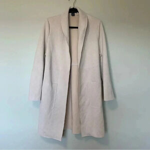 Joan Vass neoprene  very light grey coat open cardigan